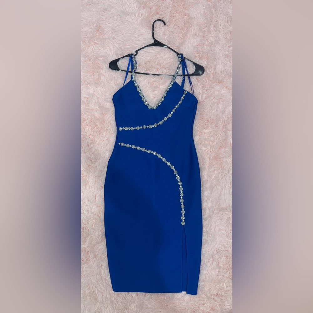Elegant Blue Embellished Dress